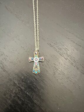 Ayala Bar Multicolor Crystal Cross Pendant Necklace